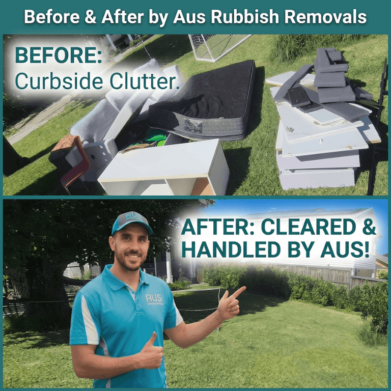 Backyard clutter removal before & after