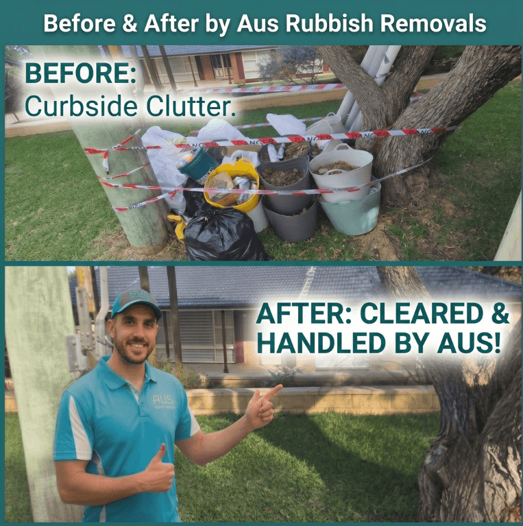Kerbside rubbish removal before and after 2